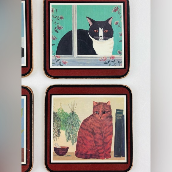Pimpernel Dining Pimpernel Coasters Cats Set Of 6 4x4 Cork Back